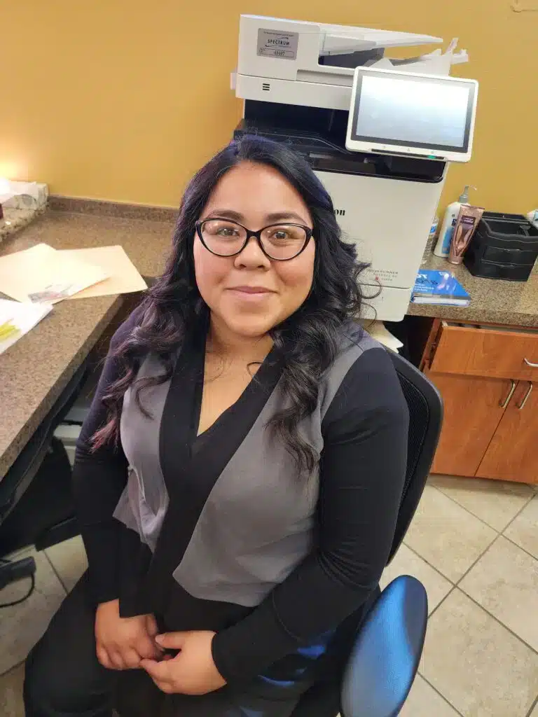 Welcome Aide Chavarria, our friendly check-in front office receptionist at Dyer Family Dental